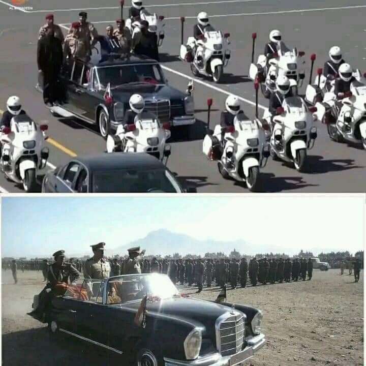 ماهدف المشاط من استخدام سيارة هذا الرئيس اثناء دخوله العرض العسكري في صنعاء هل تهديد لهذه الدولة؟